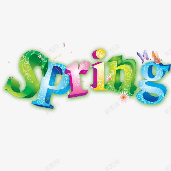 springpng免抠素材_88icon https://88icon.com spring 春天 粉色 绿色 蓝色 蝴蝶 黄色