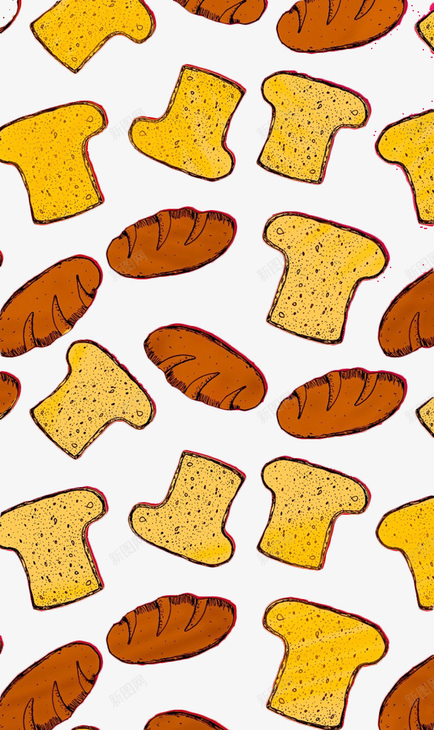 卡通面包背景png免抠素材_88icon https://88icon.com 早餐 点心 面包 食物