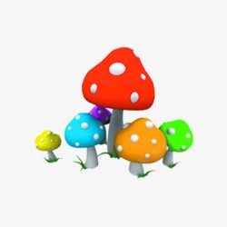 好多彩色的小蘑菇素材