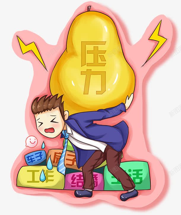 压力海报png免抠素材_88icon https://88icon.com 卡通 效果元素 海报 装饰