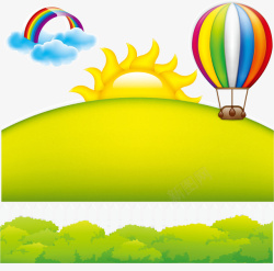 热气球太阳彩虹海报素材