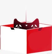 红色可爱纸盒天猫素材