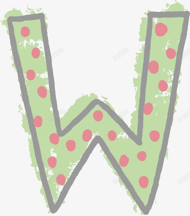 创意字母Wpng免抠素材_88icon https://88icon.com 创意字母D 卡通手绘 小红点 红点子 绿色 英语字母