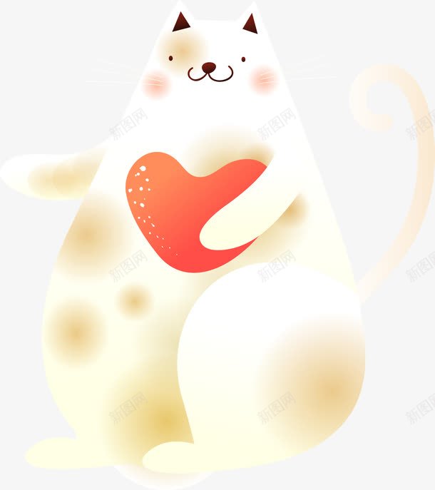 拿着爱心的胖猫png免抠素材_88icon https://88icon.com 动物 卡通猫 手绘猫 拿着爱心的猫 爱心 胖猫