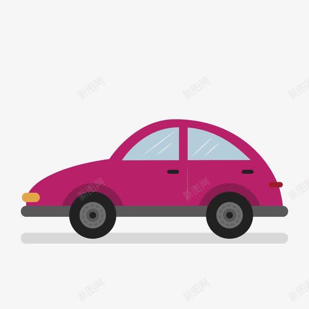 紫红色小轿车png免抠素材_88icon https://88icon.com 交通工具 卡通 小清新 彩色 汽车 简约 紫红色 车辆