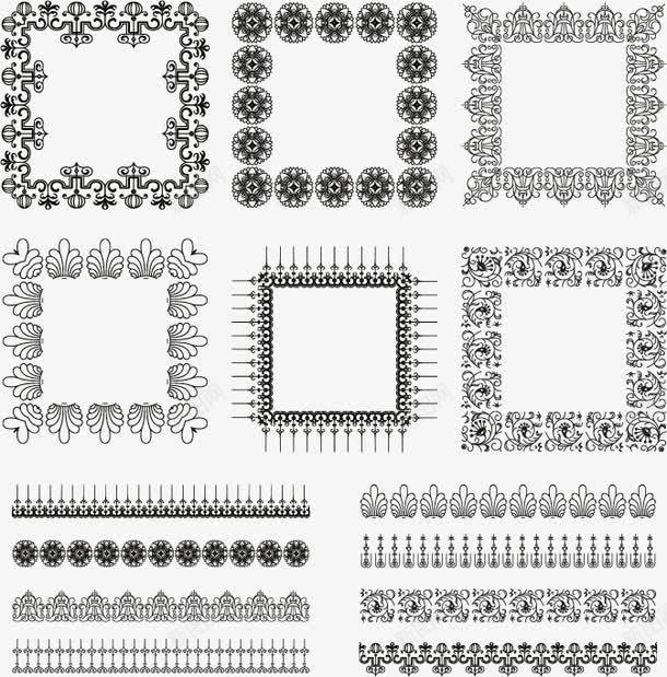 复古分隔栏花边png免抠素材_88icon https://88icon.com 复古分隔栏 欧式分隔栏 欧式边框 矢量素材