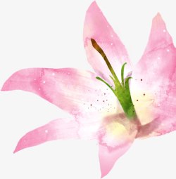 粉色水彩花朵手绘装饰素材