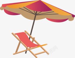 躺椅与太阳伞素材