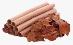深棕色碎屑的干烟叶和香烟实物素材