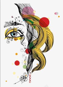 手绘抽象人脸艺术女性花纹图案素材