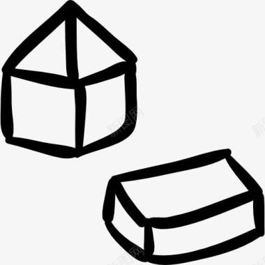 手绘玩具熊立方体的手绘玩具形状图标图标