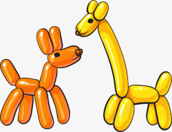 黄色卡通气球小动物装饰图案素材
