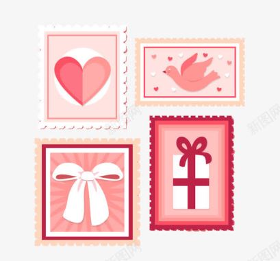 情人节装饰粉色情人节邮票矢量图图标图标