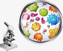 细菌与显微镜矢量图素材