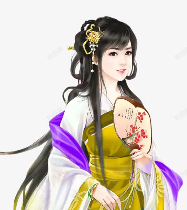 摇扇黄衣美女古风手绘png免抠素材_88icon https://88icon.com 古风 手绘 美女 黄衣