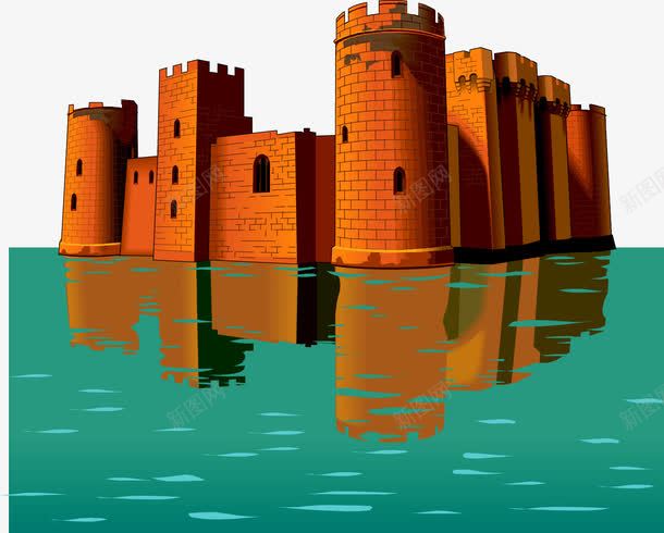 临水的砖色的古老城堡png免抠素材_88icon https://88icon.com 城堡 建筑 建筑和水 简笔画