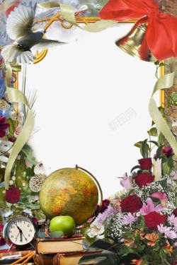 小鸟和鲜花装饰边框背景素材