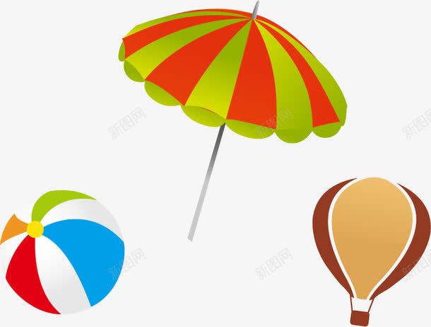 伞和皮球png免抠素材_88icon https://88icon.com 伞 彩色 皮球 遮阳