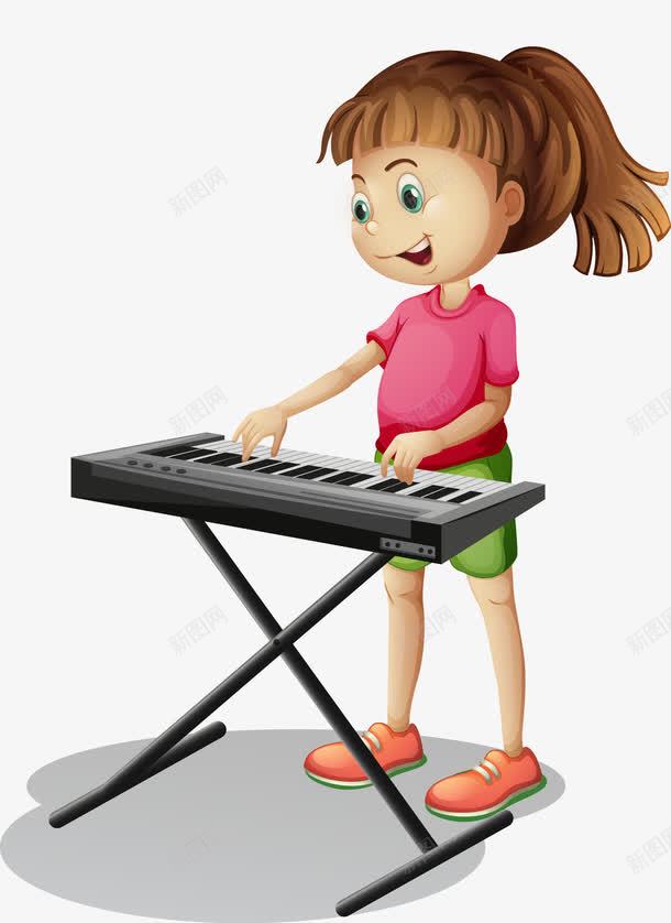 手绘弹键盘的女孩png免抠素材_88icon https://88icon.com 乐器 女孩 手绘 演奏 键盘