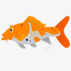 花纹金鱼手绘卡通鱼类水族素素材
