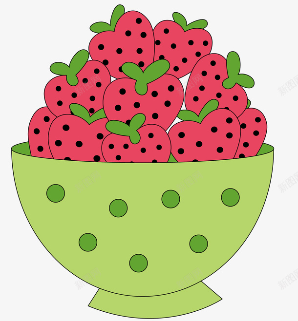 一碗粉色的卡通食物矢量图ai免抠素材_88icon https://88icon.com 卡通图案 卡通手绘 水果蔬菜 粉色的食物 绿色的叶子 绿色的碗 矢量图