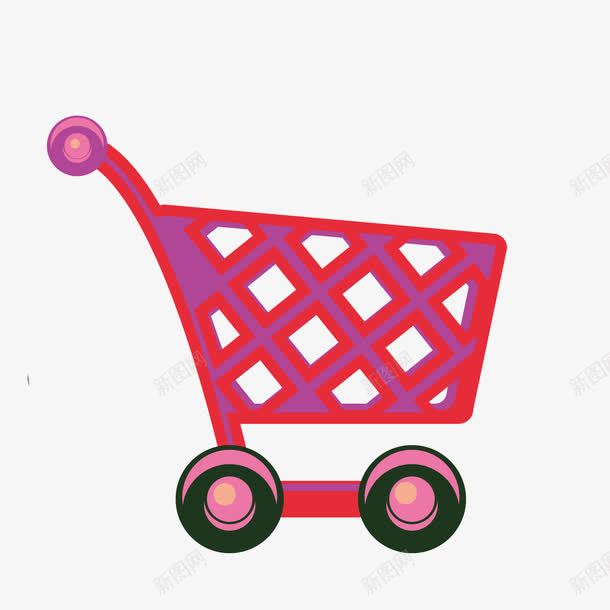 卡通红色购物车png免抠素材_88icon https://88icon.com 卡通 红色 购物车