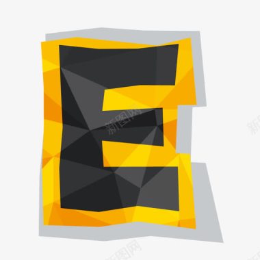 数字2创意素材褶皱晶格立体英文字母E图标图标