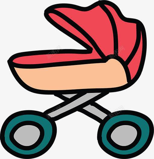 彩色的婴儿推车png免抠素材_88icon https://88icon.com png图形 png装饰 彩色 手绘 推车 装饰
