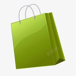 绿色环保手提购物袋矢量图素材