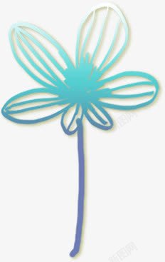 手绘蓝色漫画花朵植物素材
