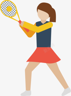 健身打网球的女孩矢量图素材