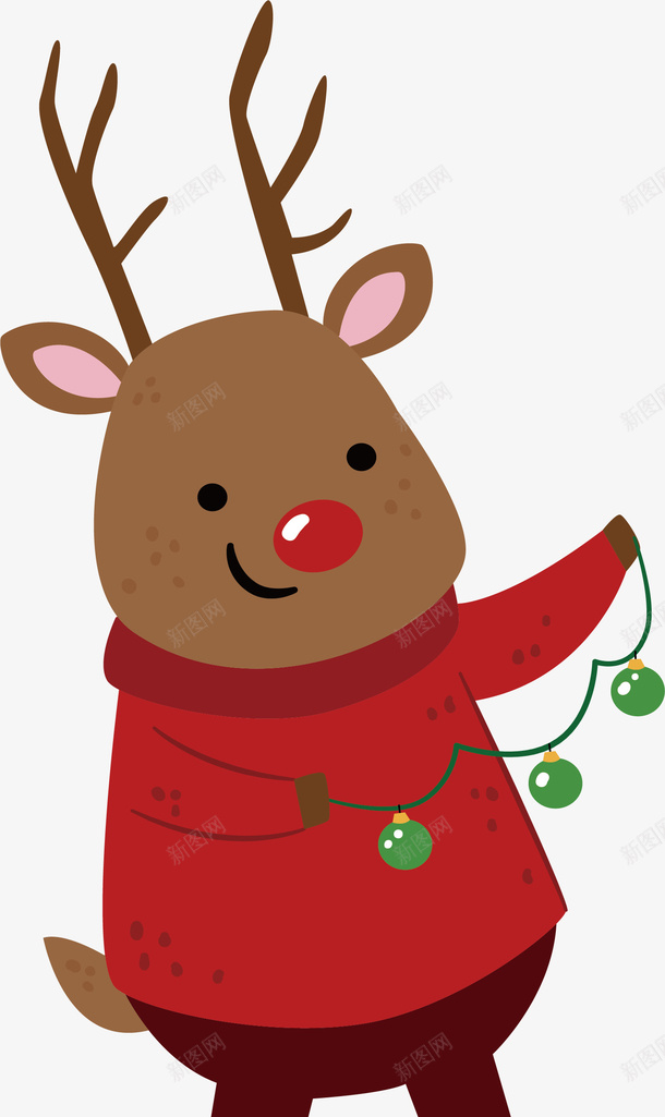 可爱的圣诞驯鹿矢量图ai免抠素材_88icon https://88icon.com 可爱驯鹿 圣诞节 圣诞驯鹿 矢量png 红衣驯鹿 驯鹿 矢量图