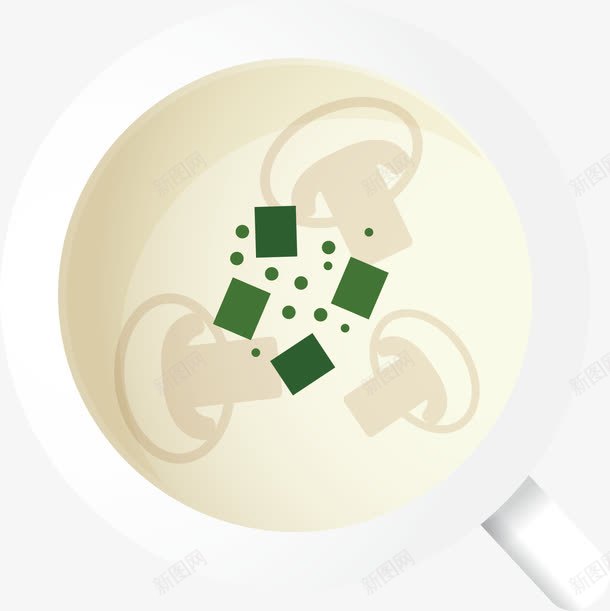 蘑菇汤png免抠素材_88icon https://88icon.com 手绘 散落 白色瓷器 葱花 蘑菇 鲜汤