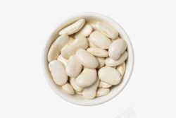 杂粮食材粉末俯拍碗装白扁豆高清图片