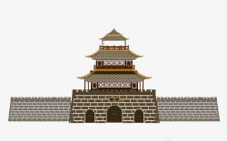 古代围墙皮影镂空风格邯郸城门楼阁矢量图高清图片