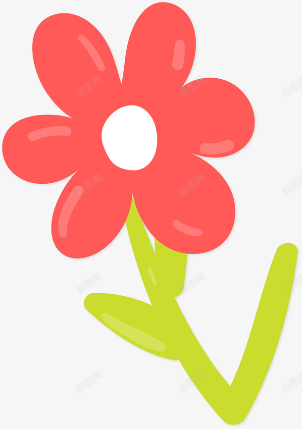 红色卡通花朵装饰图案png免抠素材_88icon https://88icon.com 免抠PNG 卡通 花朵 装饰图案 黄色