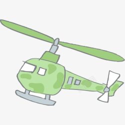 手绘绿色直升机素材