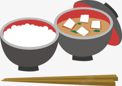 手绘米饭汤羹食物素材