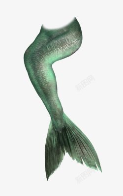 绿色鱼人尾巴装饰图案素材