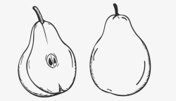 卡通手绘鸭梨水果素材