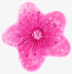 粉色梦幻手绘星星花朵素材