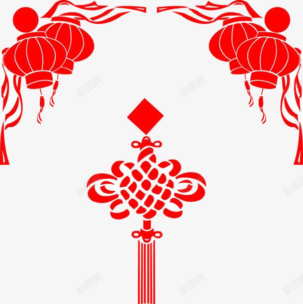 喜庆红色灯笼中国结装饰png免抠素材_88icon https://88icon.com 中国 喜庆 灯笼 红色 装饰