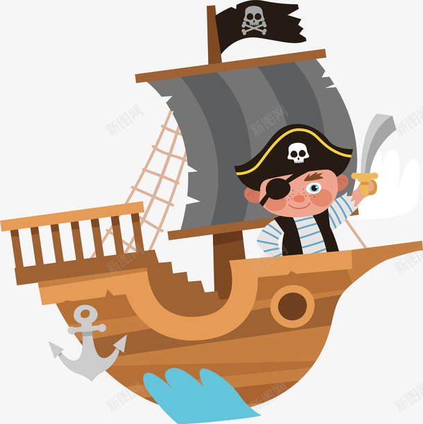 创意海盗插画矢量图ai免抠素材_88icon https://88icon.com 卡通 插画 海洋 海盗插画 海盗设计 矢量图