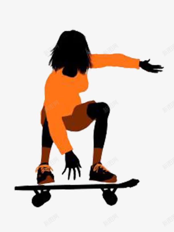 穿橙色衣服玩滑板的女人剪影png免抠素材_88icon https://88icon.com 元素 女人 橙色 滑板