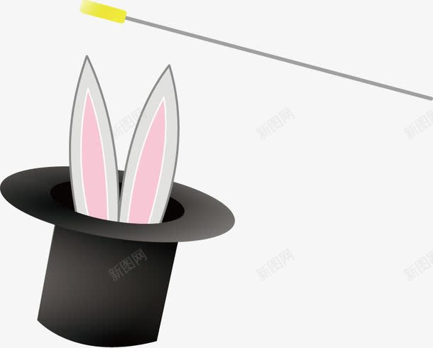 魔术帽里的兔耳朵矢量图ai免抠素材_88icon https://88icon.com 兔耳朵 手绘 粉色 魔术帽 魔术棒 矢量图
