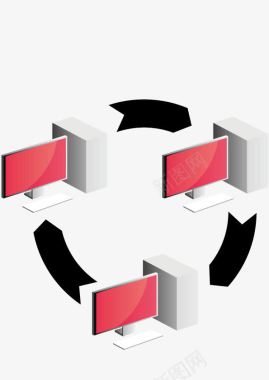 白色3D立体框电脑传输图标图标