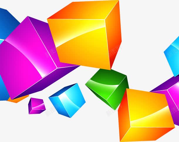 炫彩正方体背景png免抠素材_88icon https://88icon.com 正方体 正方形 炫彩 立体 背景
