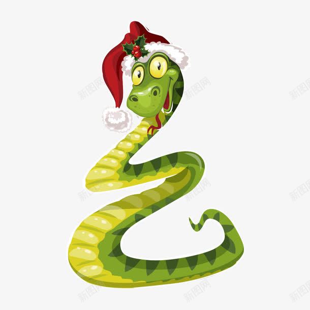 带着圣诞帽的蛇png免抠素材_88icon https://88icon.com 卡通 蛇