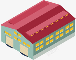 红色楼顶房子矢量图素材