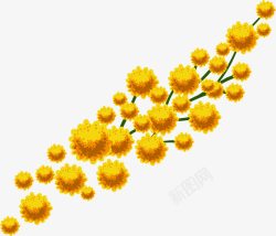 黄色卡通水彩花朵春天素材